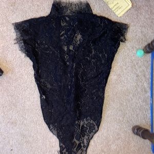 Black lace body suit